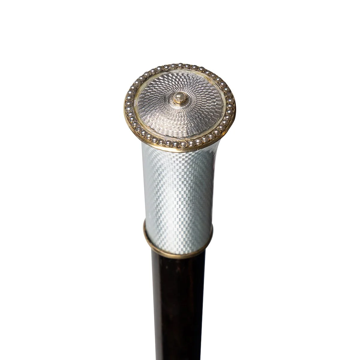 PUSHKINS.COM - A00161 - ANTIQUE 20thC FRENCH SILVER GILT & ENAMEL, PEARL MOUNTEDWALKING CANE : SWAGGER STICK c.1900 - 5.jpg