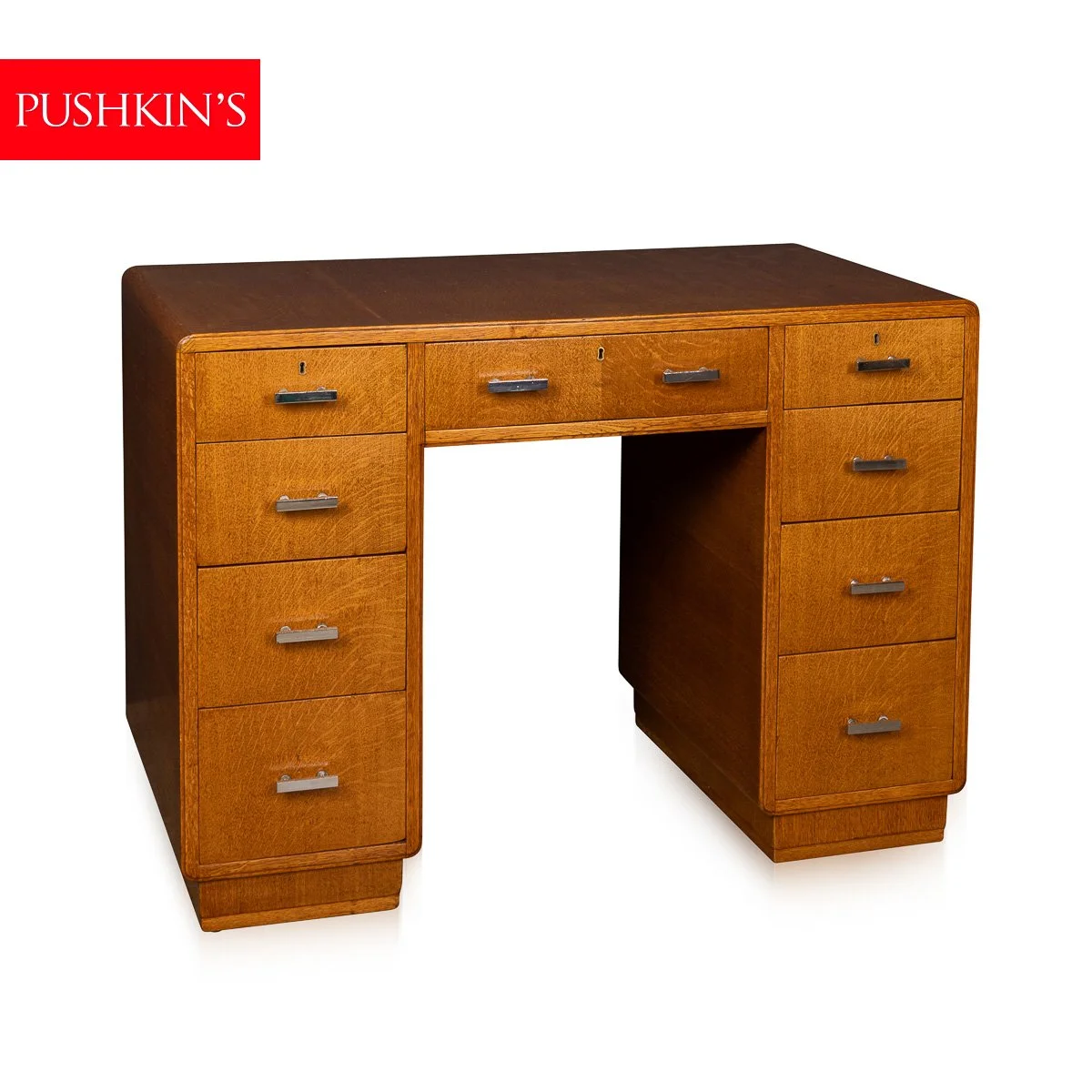 PUSHKINS.COM - Z12404 - ANTIQUE 20thC ENGLISH OAK ART DECO DESK BY HEALS c.1920 - 02.jpg