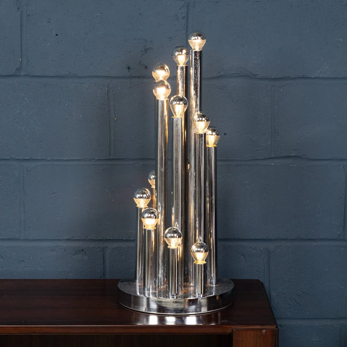 PUSHKINS.COM - B12001 - VINTAGE 20thC ITALIAN CHROME MULTI-LIGHT TABLE LAMP BY REGGIANI c.1970 - 03.jpg