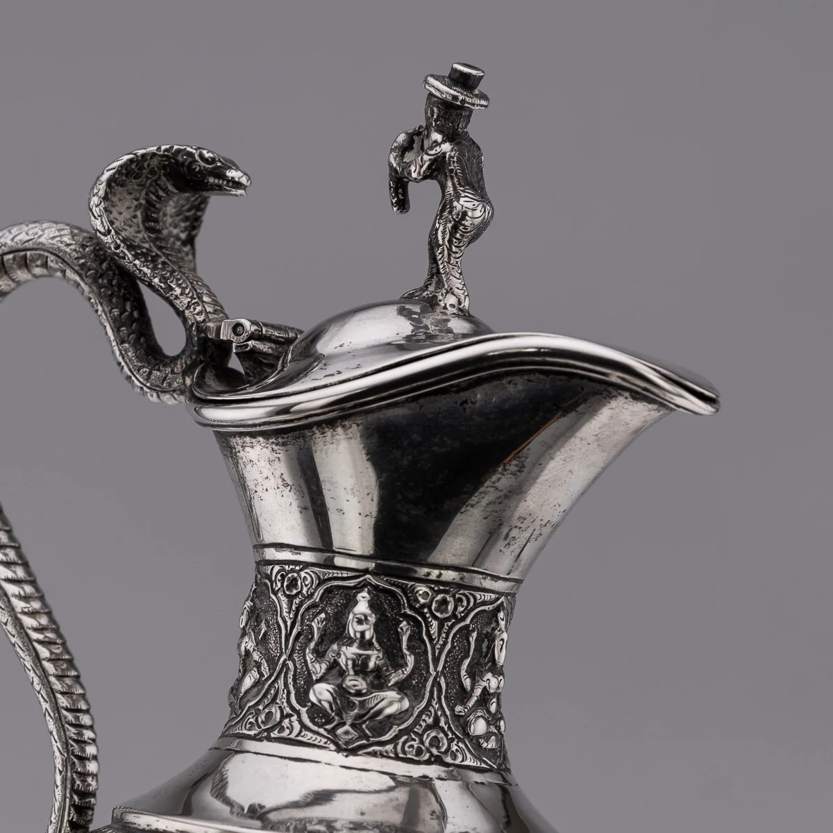 PUSHKINS.COM - A00010 - ANTIQUE 19thC INDIAN SOLID SILVER WATER EWER, MADRAS c.1890 - 12.jpg