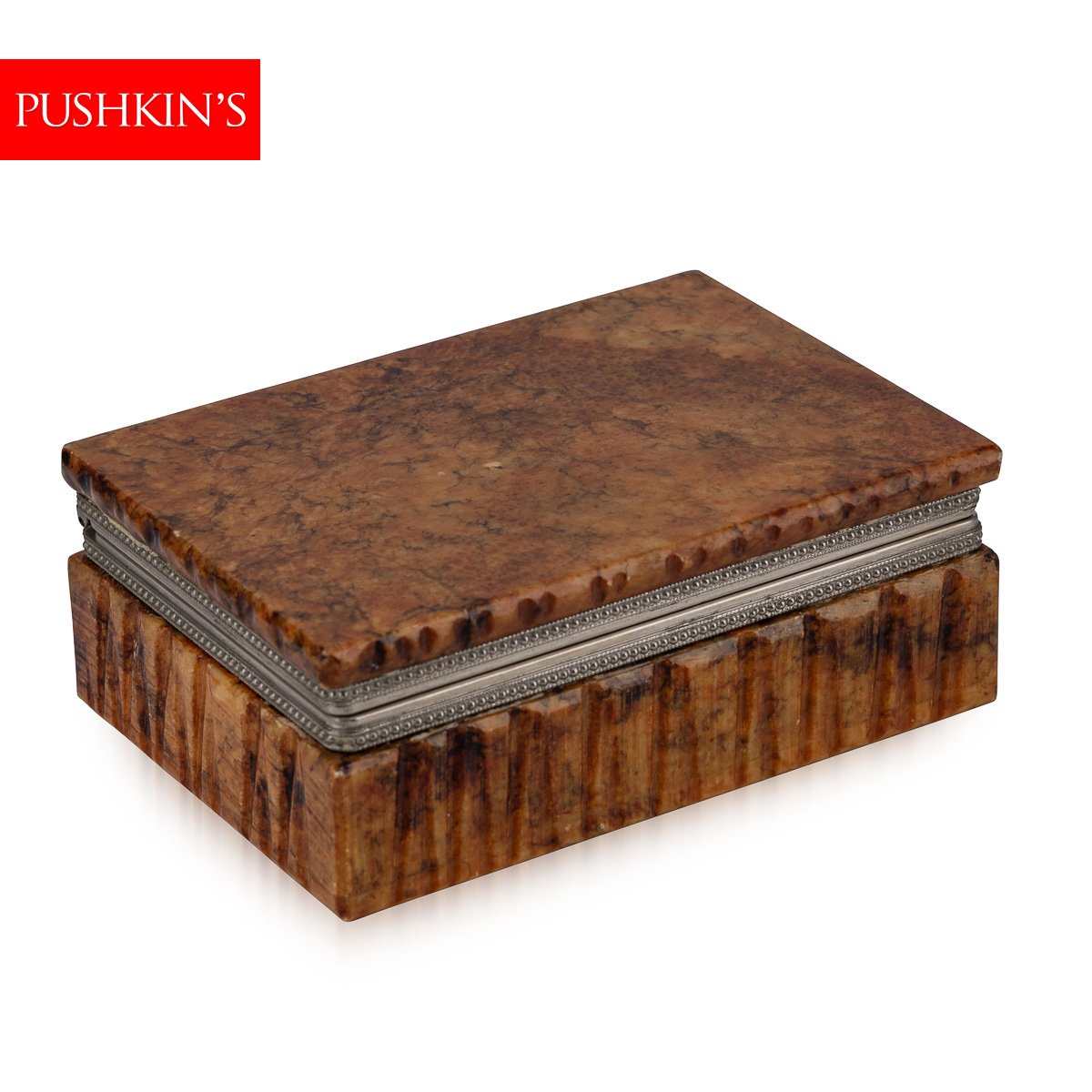 PUSHKINS.COM - D11348 - VINTAGE 20thC ITALIAN ROSSO VERONA MARBLE CIGARETTE BOX c.1960 - 01.jpg