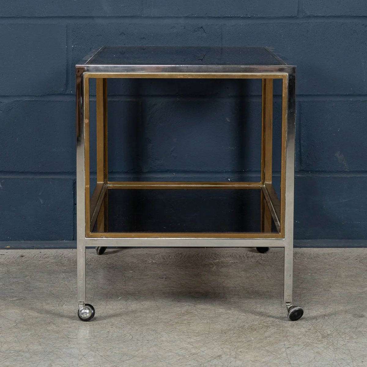 PUSHKINS.COM - B11469 - 20thC BRASS & CHROME DRINKS TROLLEY BY BELGO CHROM, BELGIUM c.1980 - 06.jpg