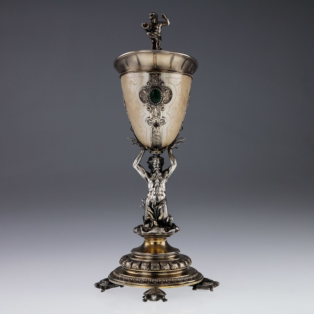 German Silver Gilt and Shell Covered Nautilus Cup, circa 1880 For Sale at  1stDibs