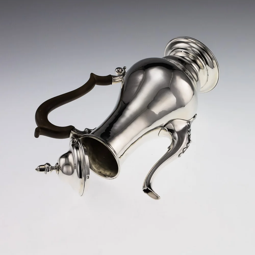 Pushkin Antiques Antique 18thc Georgian Solid Silver Impressive Coffee Pot London C 1793