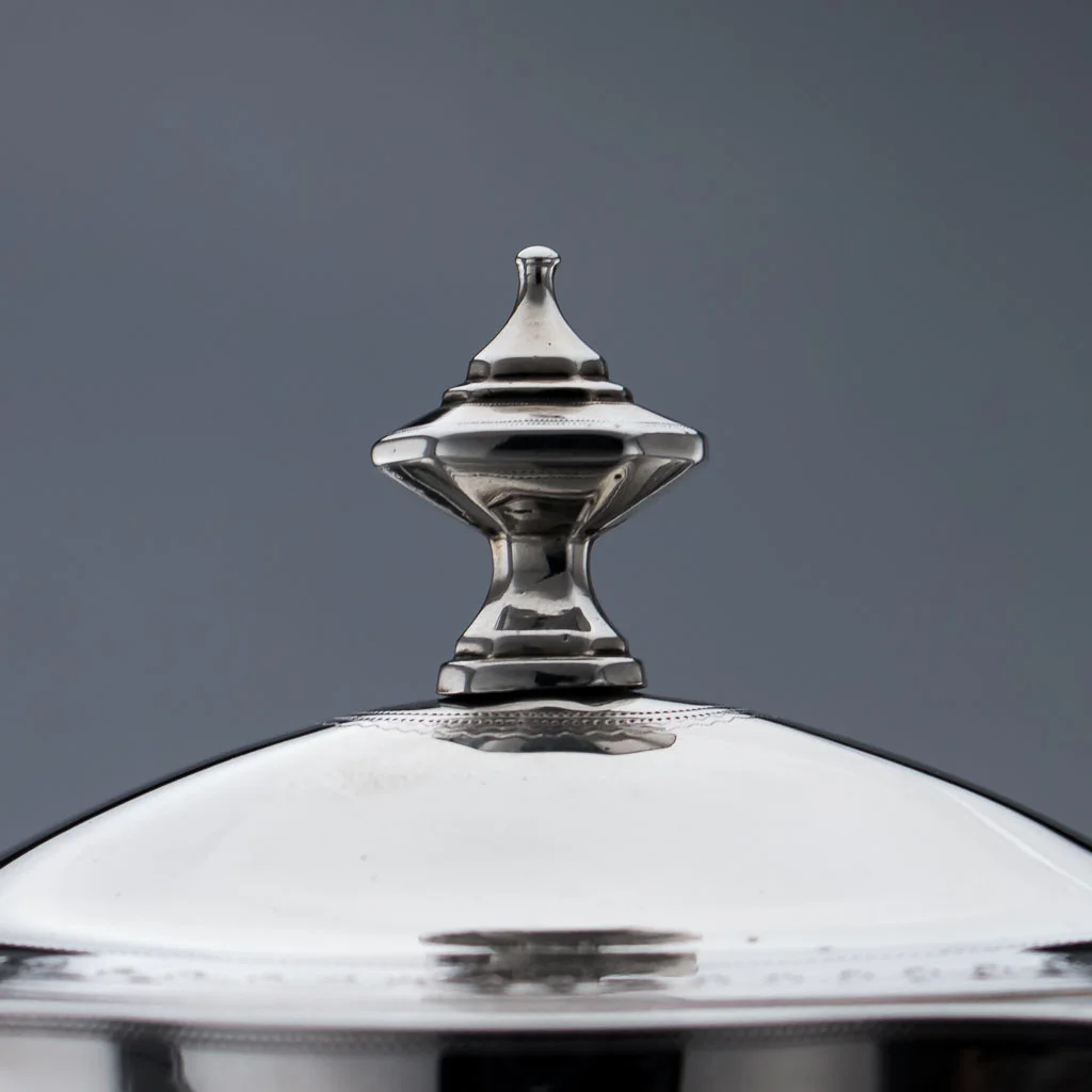 ANTIQUE 18thC RARE GEORGIAN SOLID SILVER TEA CADDY, DENZILOW, LONDON c.1794-07.jpg