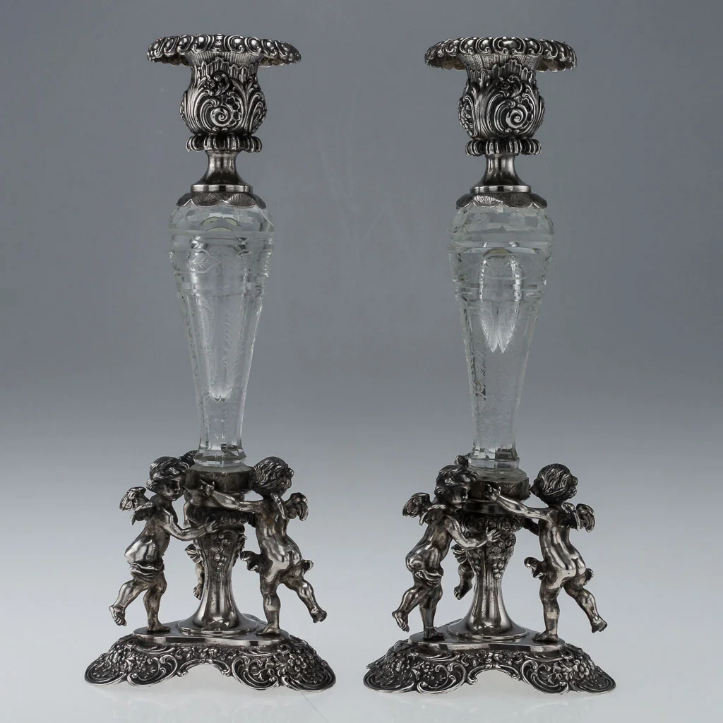 ANTIQUE 19thC GERMAN SOLID SILVER & CUT GLASS CANDLESTICKS, SCHLEISSNER c.1880-02.jpg