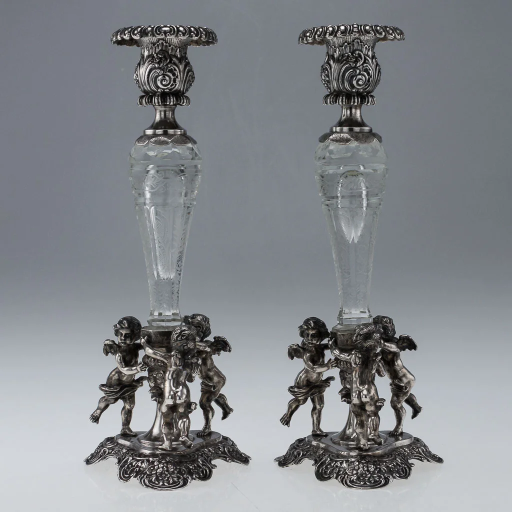 ANTIQUE 19thC GERMAN SOLID SILVER & CUT GLASS CANDLESTICKS, SCHLEISSNER c.1880-04.jpg