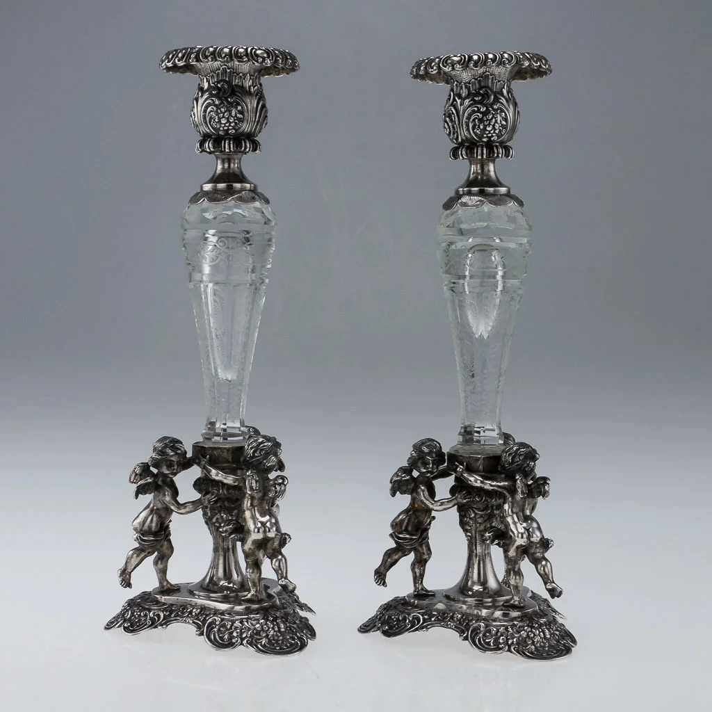 ANTIQUE 19thC GERMAN SOLID SILVER & CUT GLASS CANDLESTICKS, SCHLEISSNER c.1880-05.jpg