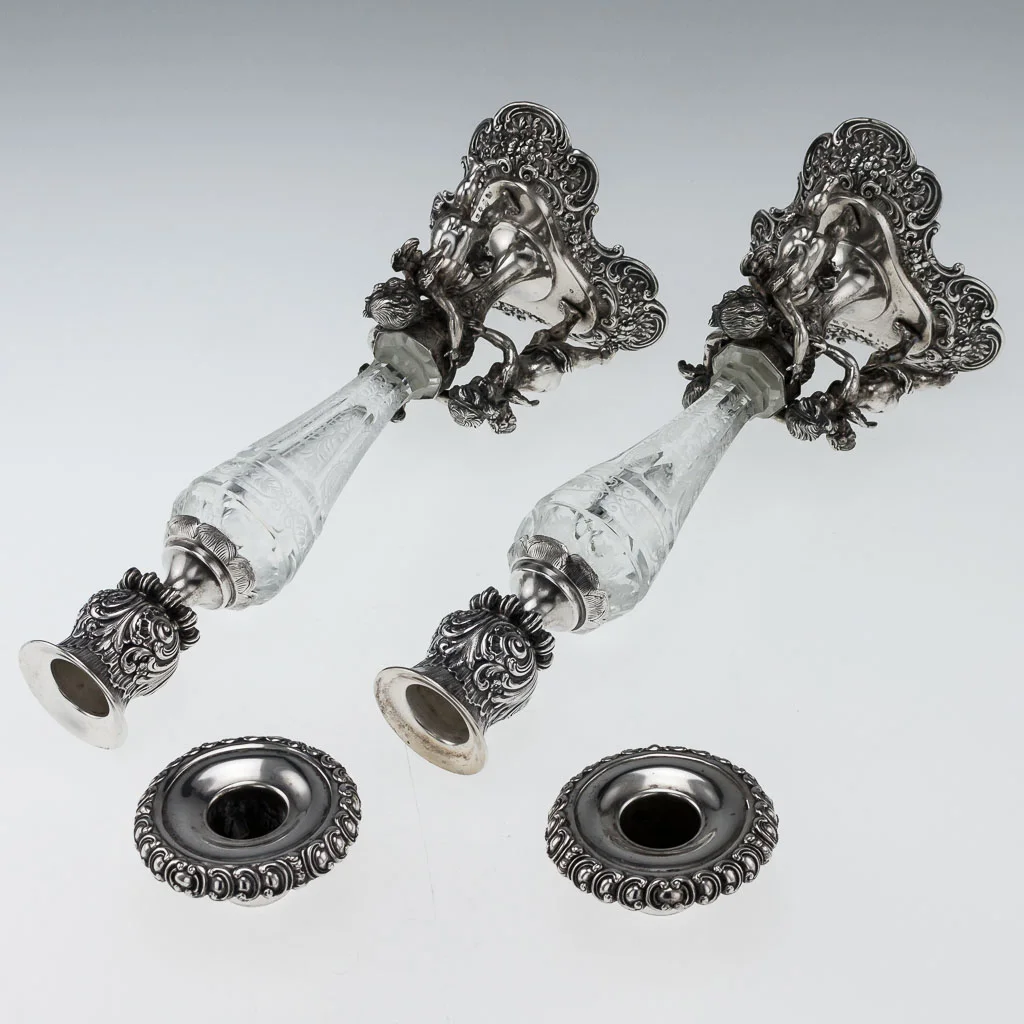 ANTIQUE 19thC GERMAN SOLID SILVER & CUT GLASS CANDLESTICKS, SCHLEISSNER c.1880-06.jpg