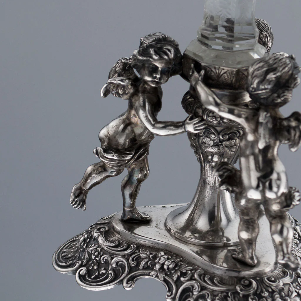 ANTIQUE 19thC GERMAN SOLID SILVER & CUT GLASS CANDLESTICKS, SCHLEISSNER c.1880-12.jpg