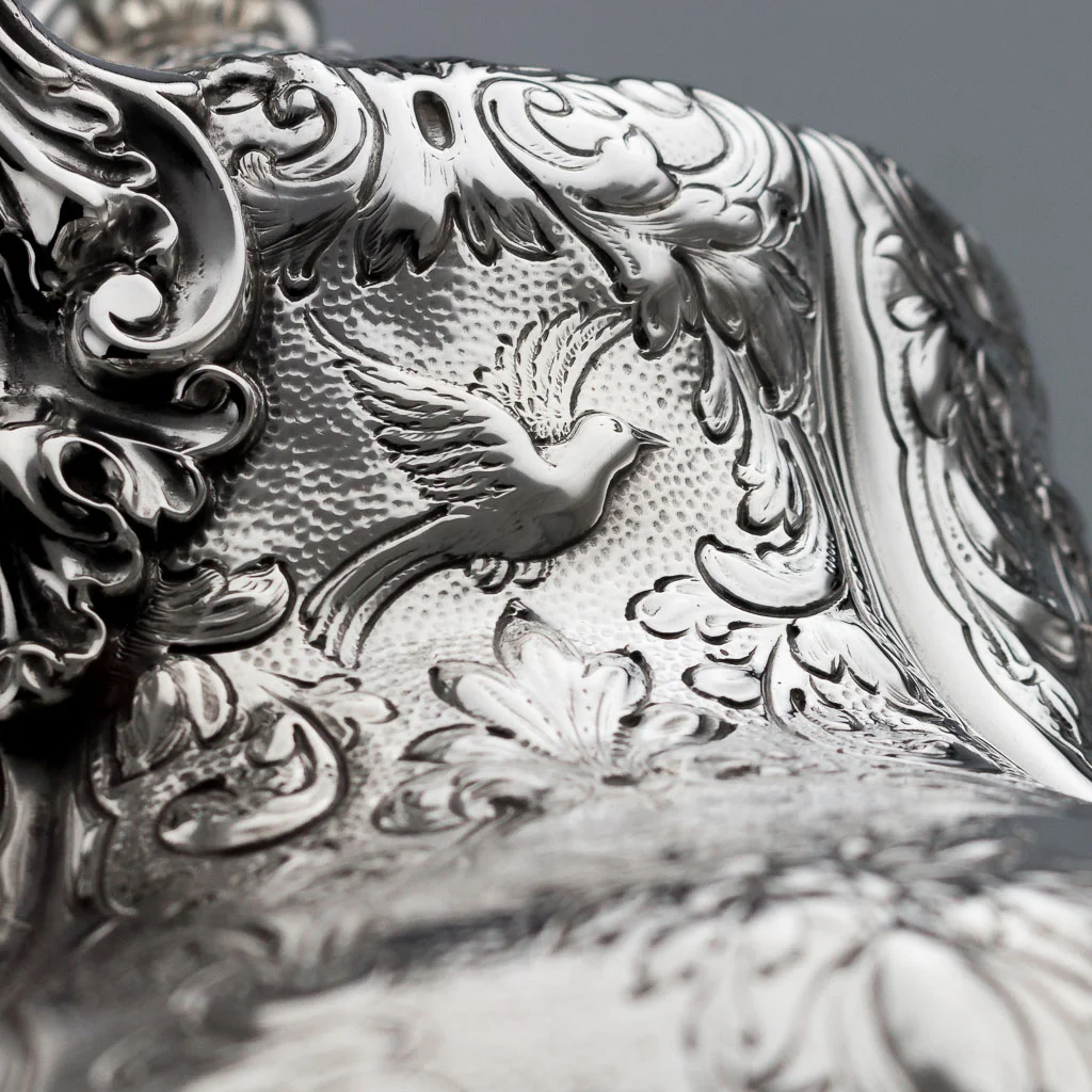 ANTIQUE 19THC RARE VICTORIAN SOLID SILVER LARGE TEA KETTLE STAND & BURNER C.1853-16.jpg