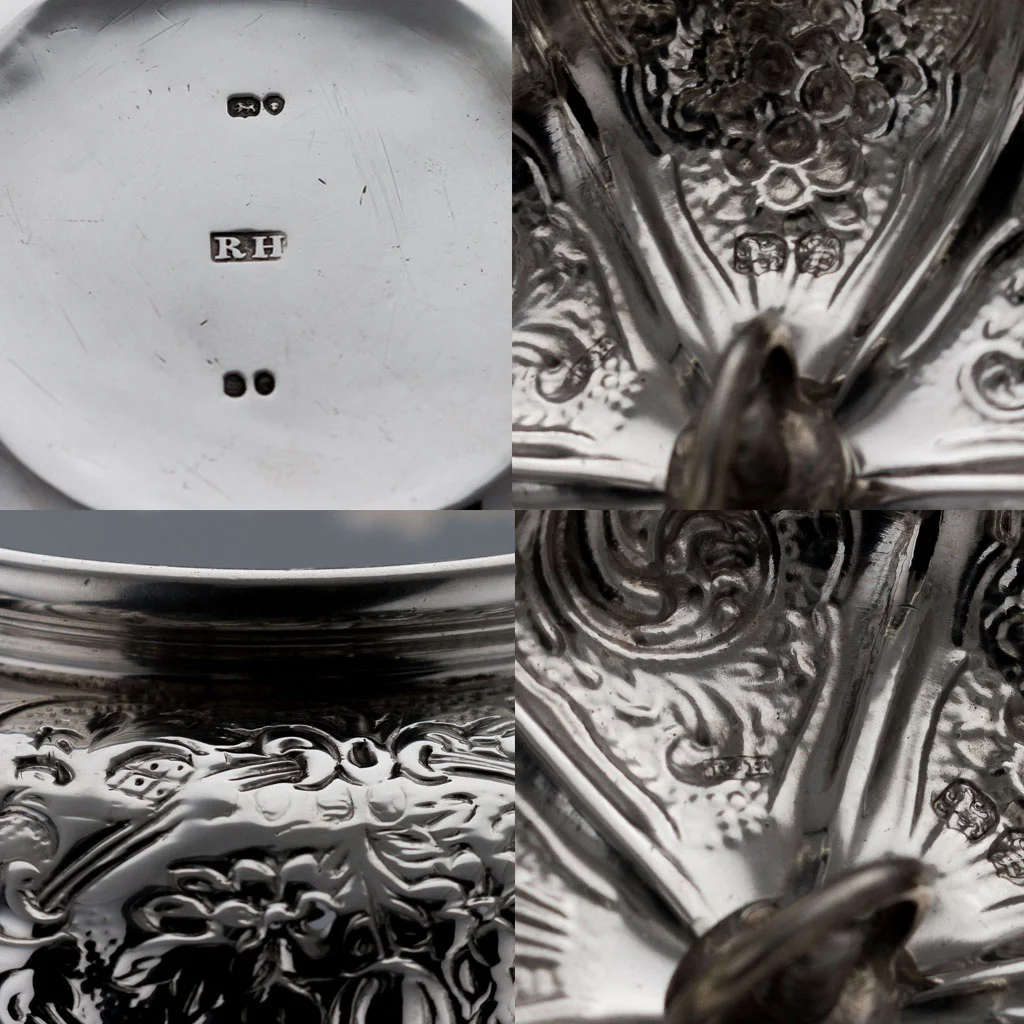 ANTIQUE 19THC RARE VICTORIAN SOLID SILVER LARGE TEA KETTLE STAND & BURNER C.1853-23.jpg