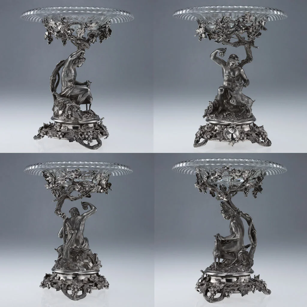 ANTIQUE 19THC VICTORIAN SOLID SILVER MAGNIFICENT FIGURAL COMPORTS HUNT C1848-02.jpg
