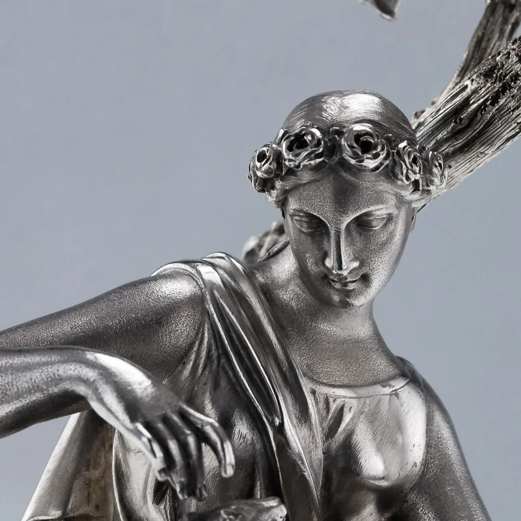ANTIQUE 19THC VICTORIAN SOLID SILVER MAGNIFICENT FIGURAL COMPORTS HUNT C1848-15.jpg