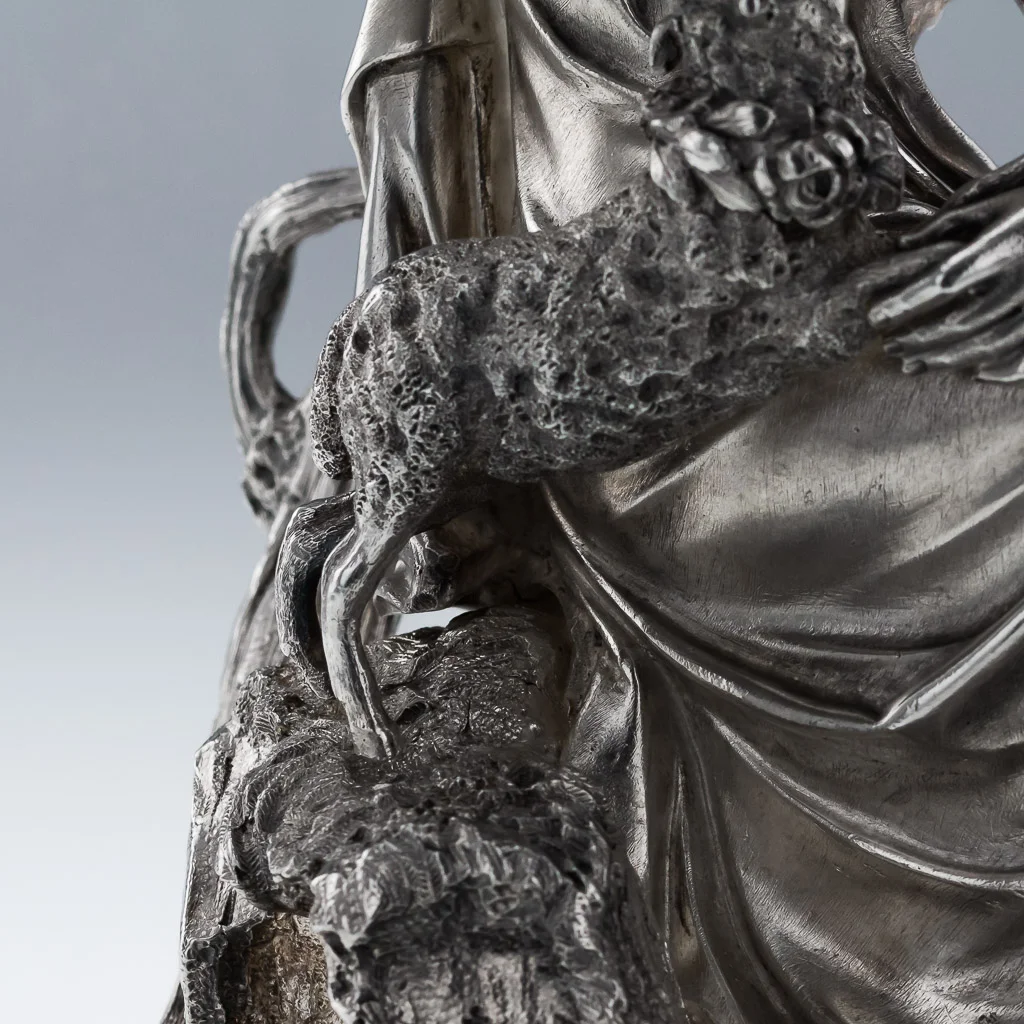 ANTIQUE 19THC VICTORIAN SOLID SILVER MAGNIFICENT FIGURAL COMPORTS HUNT C1848-17.jpg