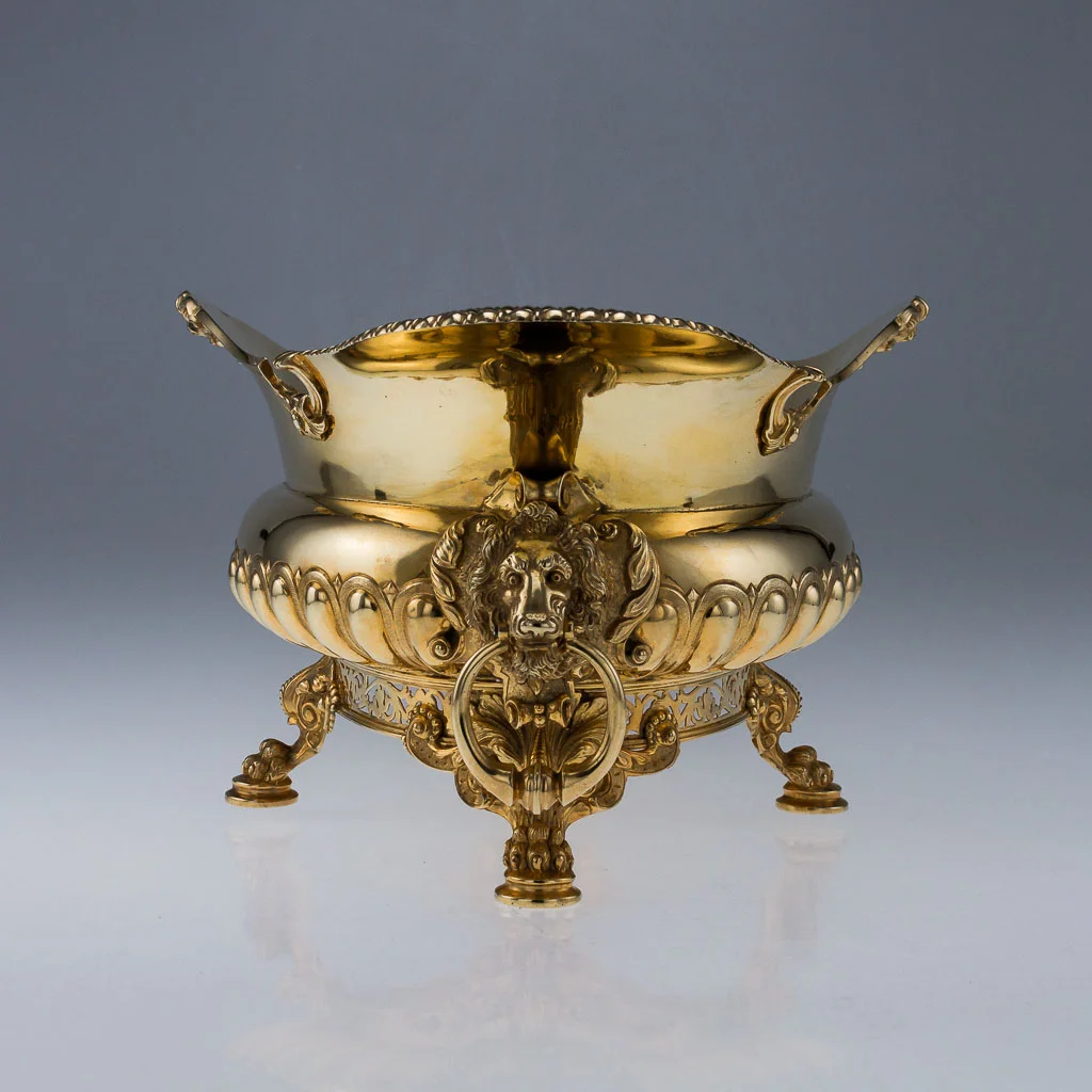 ANTIQUE 20THC SOLID SILVER GILT MASSIVE CENTREPIECE BOWL RHODES & SONS C1922-02.jpg