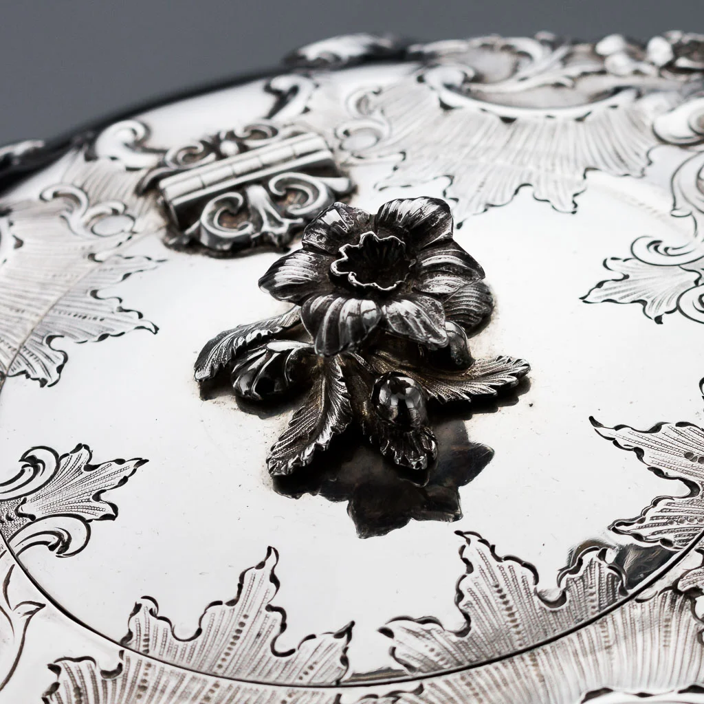 ANTIQUE 19THC SCOTTISH SOLID SILVER LARGE TEA KETTLE STAND & BURNER C1851-08.jpg