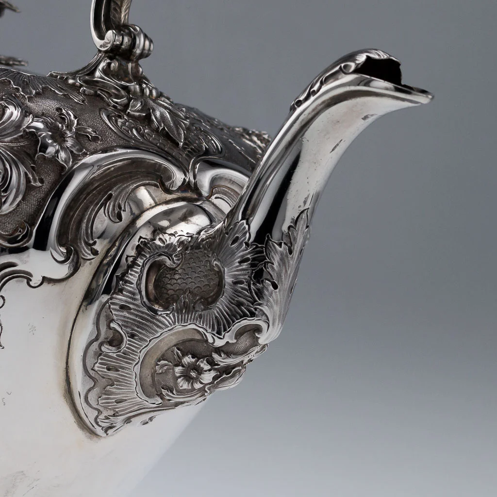 ANTIQUE 19THC SCOTTISH SOLID SILVER LARGE TEA KETTLE STAND & BURNER C1851-13.jpg