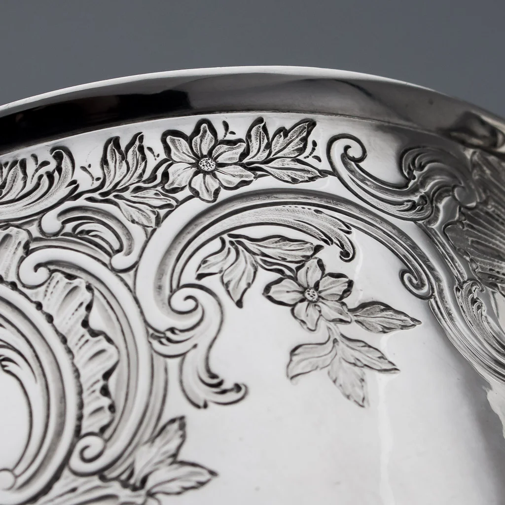 ANTIQUE 18thC RARE GEORGIAN SOLID SILVER TWIN HANDLED CUP & COVER, LONDON c.1717-13.jpg
