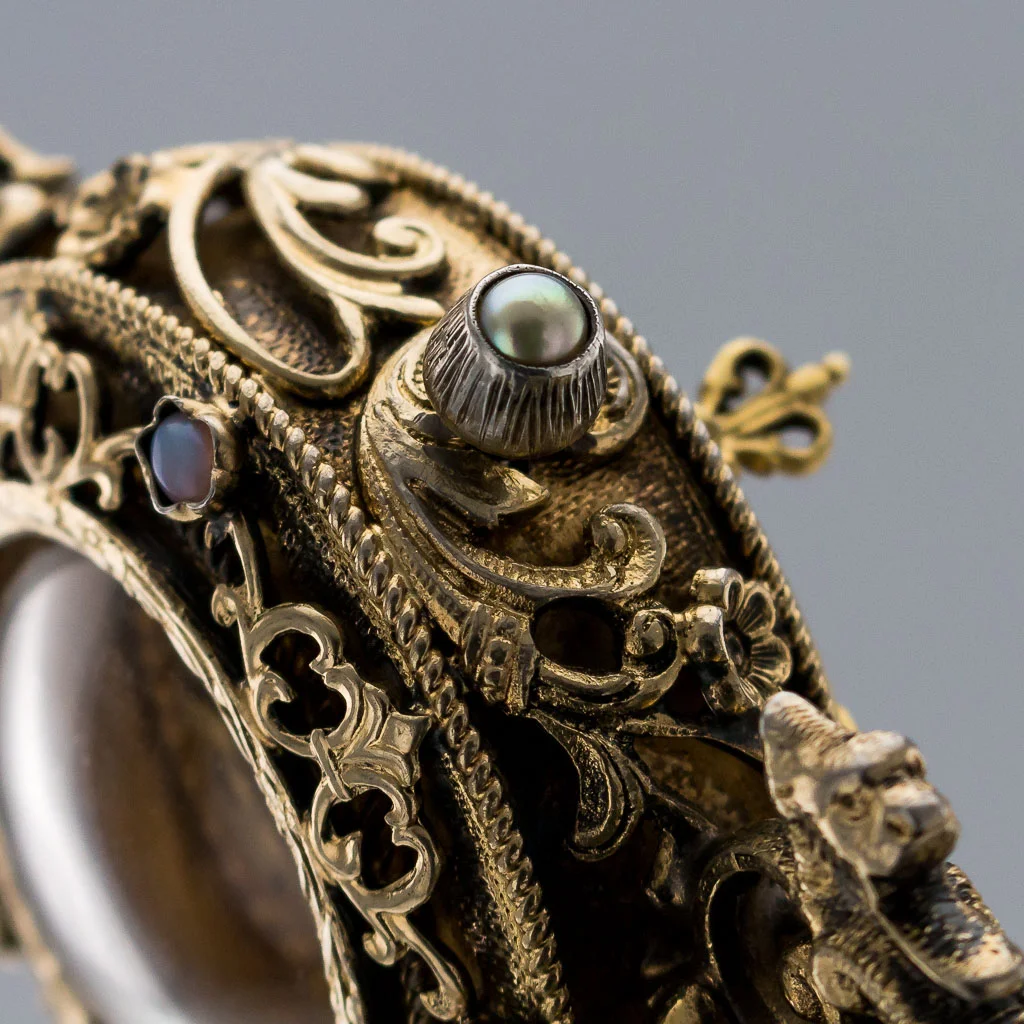 PUSHKIN ANTIQUES ANTIQUE 20thC AUSTRIAN SOLID SILVER, GEMSTONES & ENAMEL CLOCK DECANTER c.1900-10.jpg