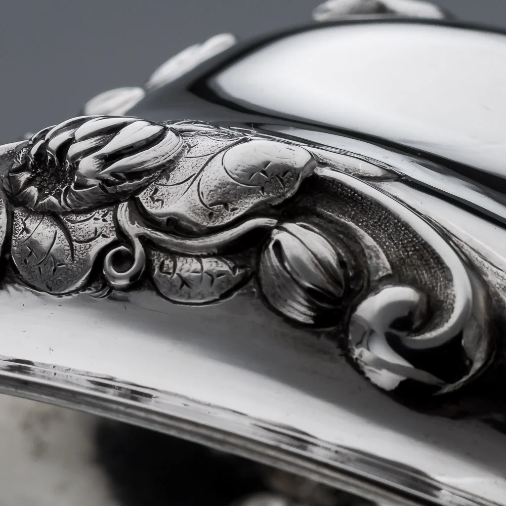 PUSHKIN ANTIQUES ANTIQUE 19thC VICTORIAN SOLID SILVER PAIR OF ENTREE DISHES & COVERS, HUNT c.1855-09.jpg