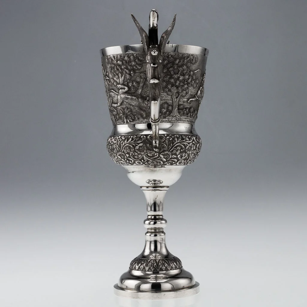 PUSHKIN ANTIQUES ANTIQUE 20THC INDIAN SOLID SILVER EXCEPTIONAL REPOUSSE' TROPHY CUP C.1900-04.jpg