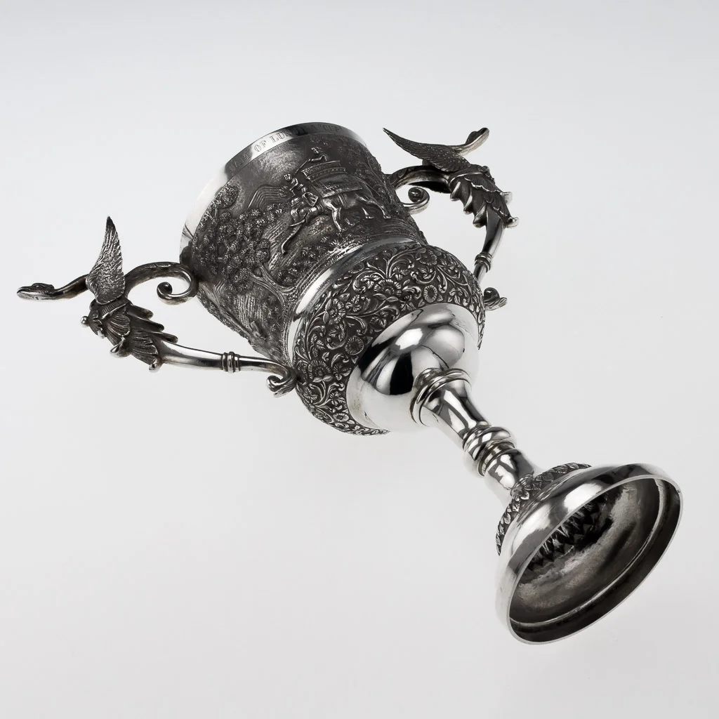 PUSHKIN ANTIQUES ANTIQUE 20THC INDIAN SOLID SILVER EXCEPTIONAL REPOUSSE' TROPHY CUP C.1900-05.jpg