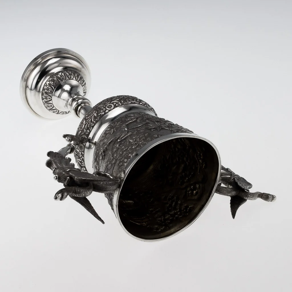 PUSHKIN ANTIQUES ANTIQUE 20THC INDIAN SOLID SILVER EXCEPTIONAL REPOUSSE' TROPHY CUP C.1900-06.jpg