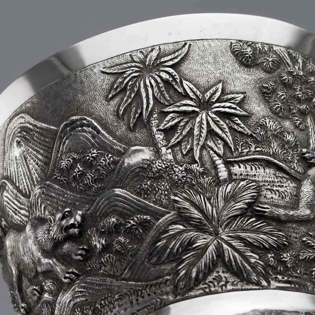 PUSHKIN ANTIQUES ANTIQUE 20THC INDIAN SOLID SILVER EXCEPTIONAL REPOUSSE' TROPHY CUP C.1900-17.jpg