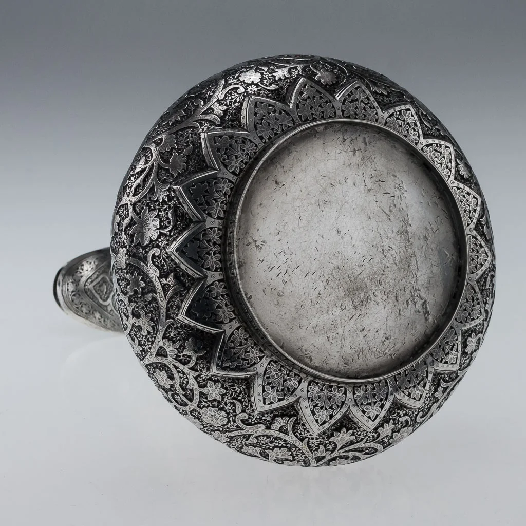 PUSHKIN ANTIQUES ANTIQUE 20thC INDIAN SOLID SILVER HEAVY SHAWL PATTERN EWER JUG, KASHMIR c.1890-06.jpg