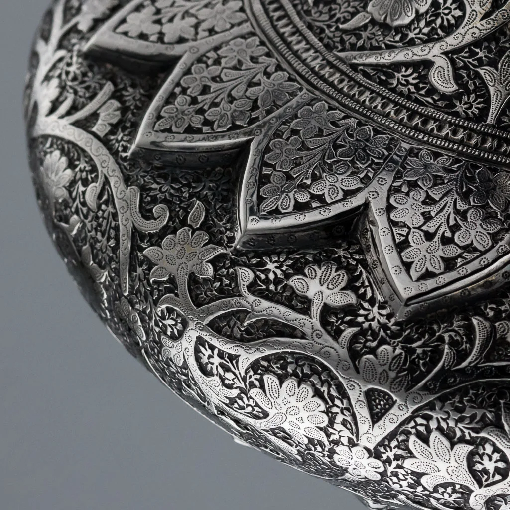 PUSHKIN ANTIQUES ANTIQUE 20thC INDIAN SOLID SILVER HEAVY SHAWL PATTERN EWER JUG, KASHMIR c.1890-18.jpg