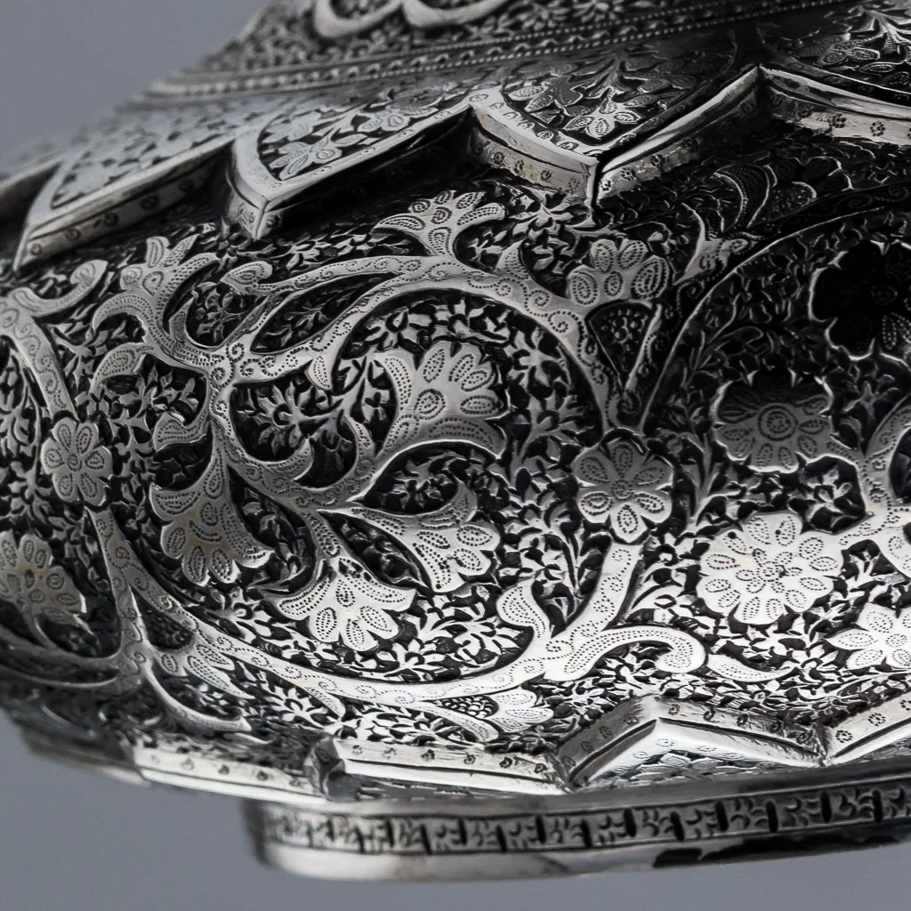 PUSHKIN ANTIQUES ANTIQUE 20thC INDIAN SOLID SILVER HEAVY SHAWL PATTERN EWER JUG, KASHMIR c.1890-20.jpg