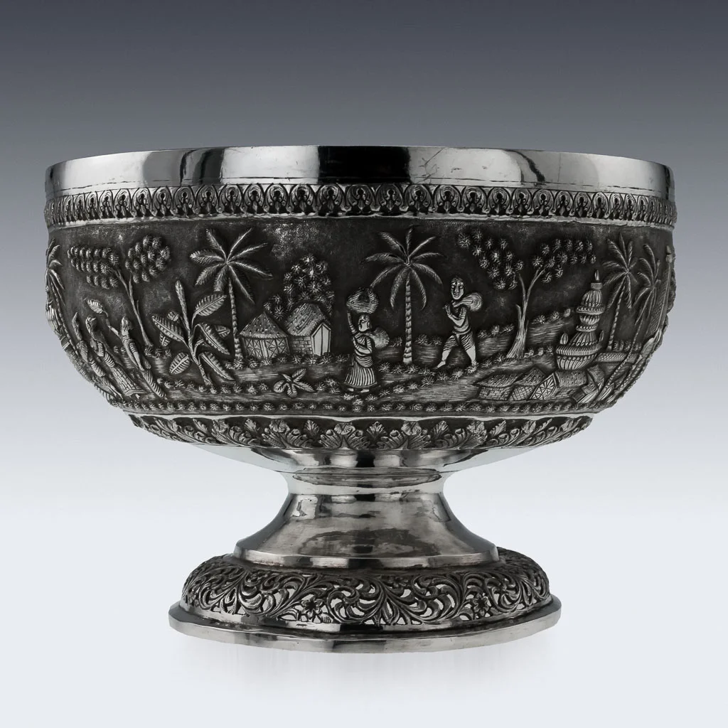 PUSHKIN ANTIQUES ANTIQUE 20thC INDIAN SOLID SILVER PRESENTED REPOUSSE' BOWL, CALCUTTA c.1910-04.jpg