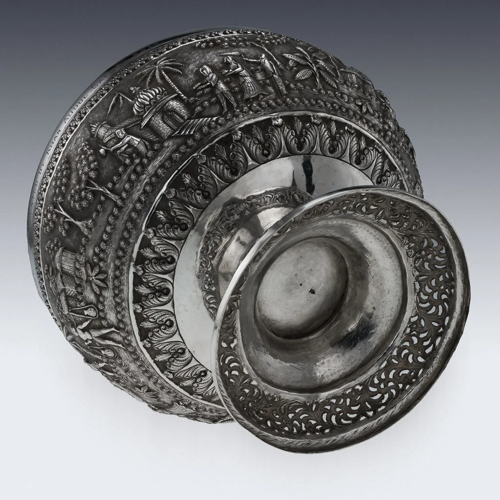 PUSHKIN ANTIQUES ANTIQUE 20thC INDIAN SOLID SILVER PRESENTED REPOUSSE' BOWL, CALCUTTA c.1910-05.jpg