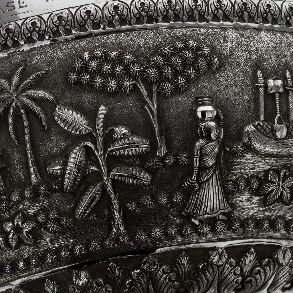 PUSHKIN ANTIQUES ANTIQUE 20thC INDIAN SOLID SILVER PRESENTED REPOUSSE' BOWL, CALCUTTA c.1910-15.jpg