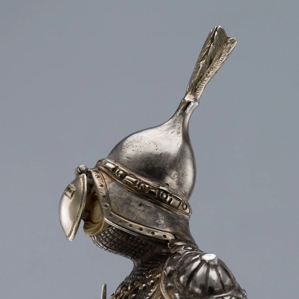 PUSHKIN ANTIQUES ANTIQUE 20thC GERMAN SOLID SILVER PAIR OF LARGE KNIGHT FIGURES, HANAU c.1920-16.jpg