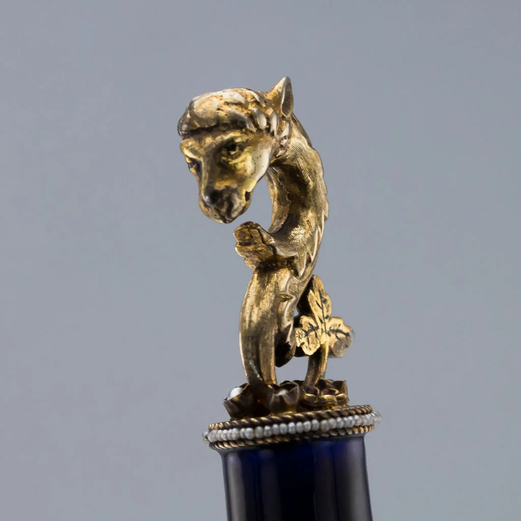 PUSHKIN ANTIQUES ANTIQUE 20thC CONTINENTAL SOLID SILVER GILT JEWELLED & ENAMELLED BELL c.1920-08.jpg