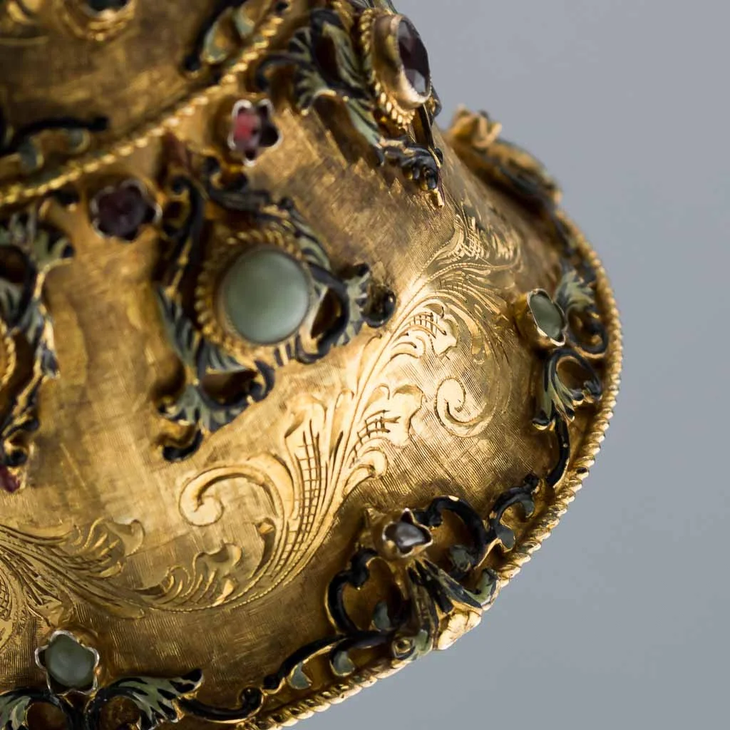 PUSHKIN ANTIQUES ANTIQUE 20thC CONTINENTAL SOLID SILVER GILT JEWELLED & ENAMELLED BELL c.1920-15.jpg