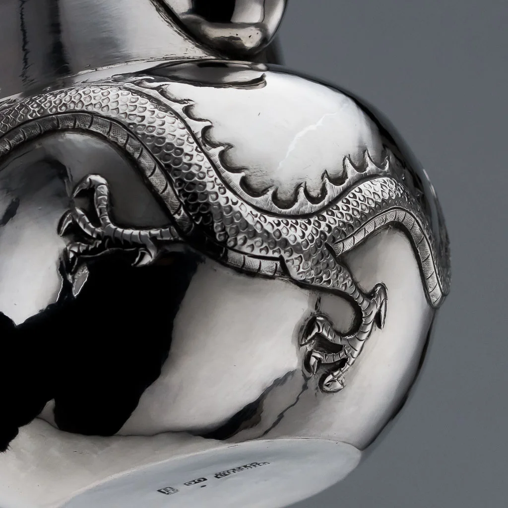 PUSHKIN ANTIQUES ANTIQUE 19thC CHINESE EXPORT SOLID SILVER 3 PS DRAGON TEA SET, WING CHEONG c1890-22.jpg