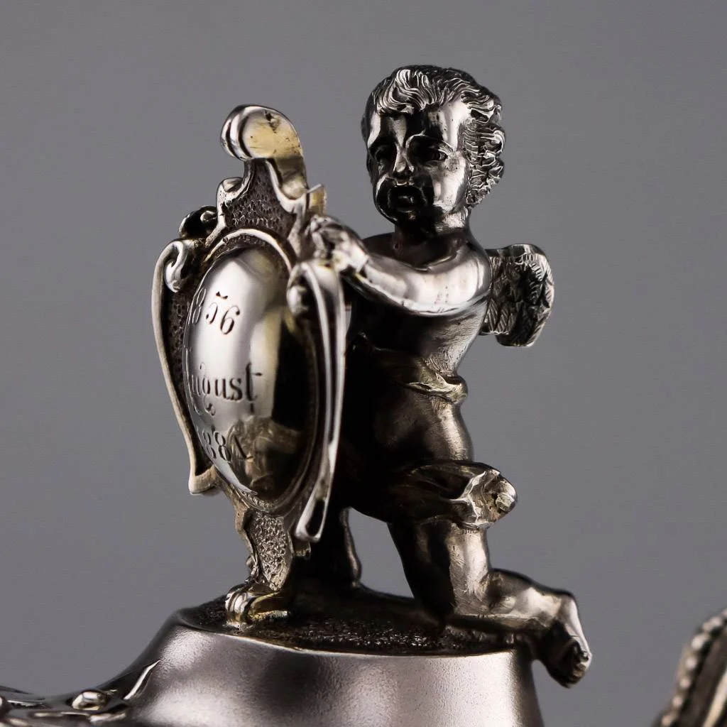 ANTIQUE 19thC GERMAN SOLID SILVER & CUT GLASS FIGURAL CLARET JUG c.1890-07.jpg
