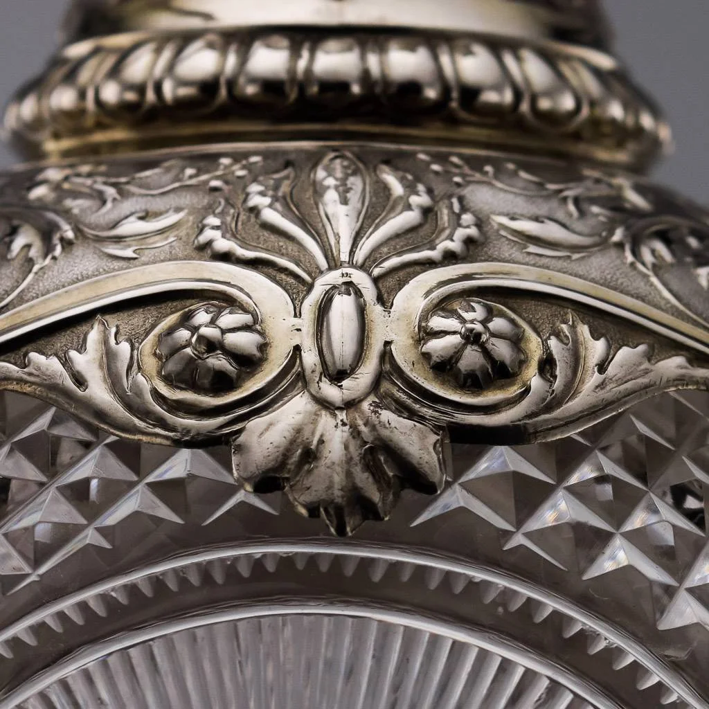 ANTIQUE 19thC GERMAN SOLID SILVER & CUT GLASS FIGURAL CLARET JUG c.1890-14.jpg