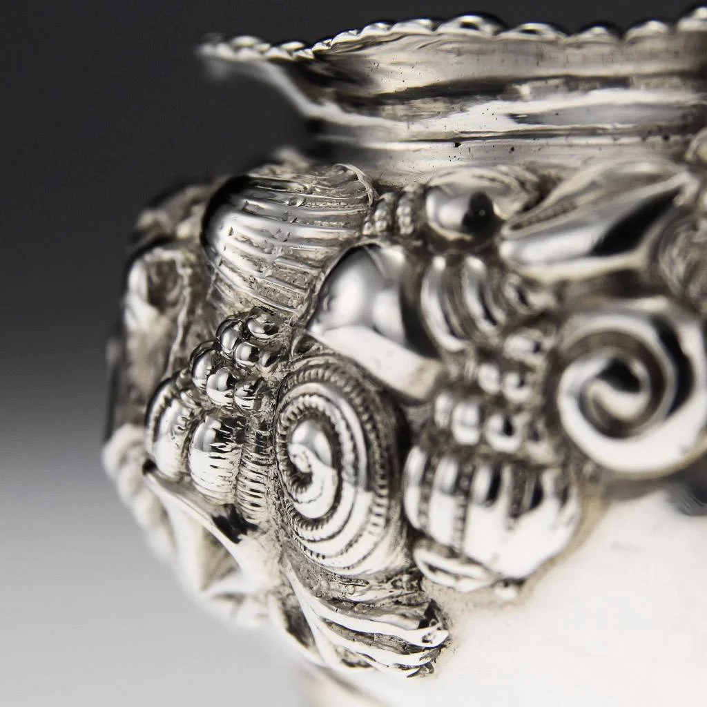 ANTIQUE 19thC GEORGIAN SOLID SILVER PAIR OF EXCEPTIONAL SALTS, JOHN HOULE c.1818-11.jpg
