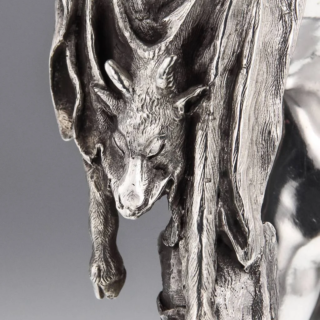ANTIQUE 20thC RARE ITALIAN SOLID SILVER STATUE OF PRAXITELES SATYR c.1900-15.jpg