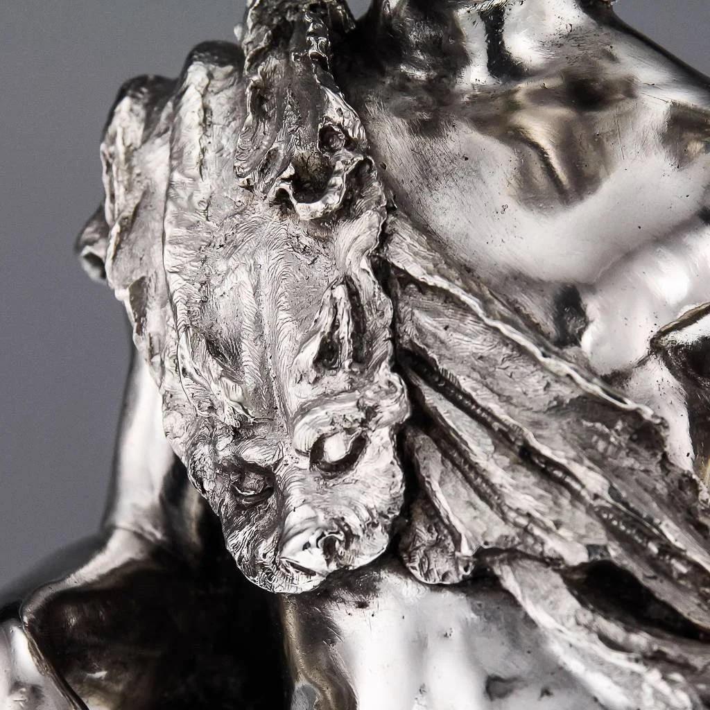 ANTIQUE 20thC RARE ITALIAN SOLID SILVER STATUE OF PRAXITELES SATYR c.1900-08.jpg