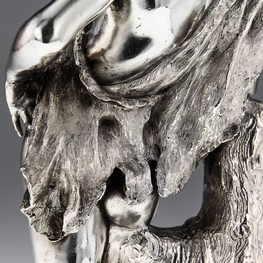ANTIQUE 20thC RARE ITALIAN SOLID SILVER STATUE OF PRAXITELES SATYR c.1900-09.jpg
