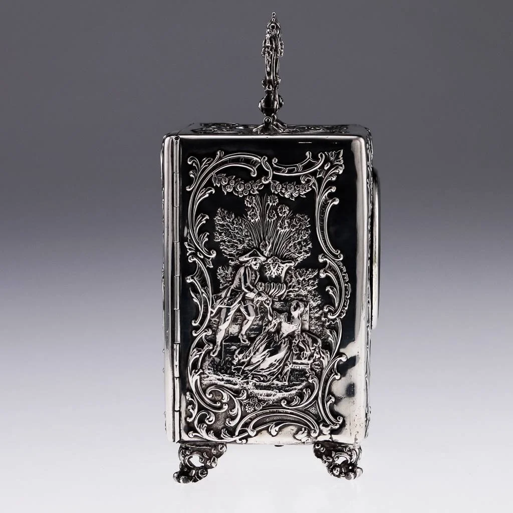 ANTIQUE 19THC VICTORIAN WILLIAM COMYNS SOLID SILVER CARRIAGE CLOCK C.1899-05.jpg