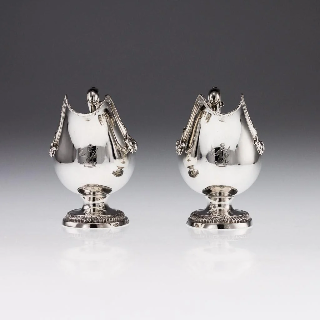 ANTIQUE 18thC GEORGIAN SOLID SILVER PAIR OF IMPRESSIVE SAUCE BOATS, LONDON c1767-05.jpg