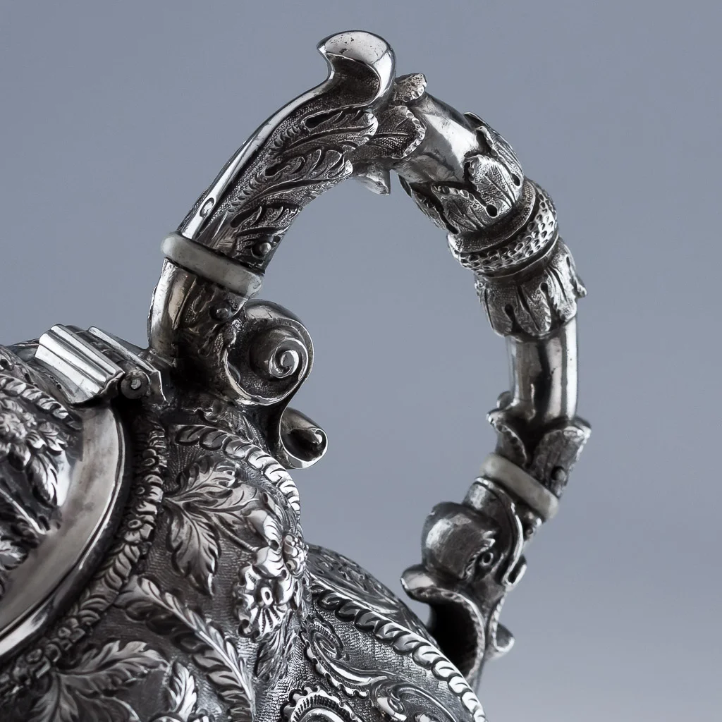 ANTIQUE 19thC IRISH SOLID SILVER IMPRESSIVE FIGURAL JUG, EDWARD POWER c.1824-13.jpg