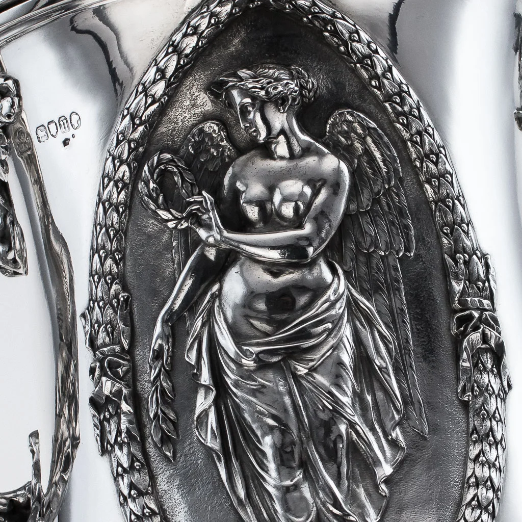 ANTIQUE 19THC VICTORIAN MONUMENTAL SOLID SILVER FIGURAL FLAGON C.1868-15.jpg