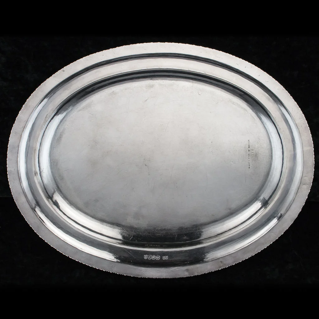 ANTIQUE 19thC GEORGIAN PAUL STORR SOLID SILVER PAIR OF MEAT DISHES c.1832-05.jpg